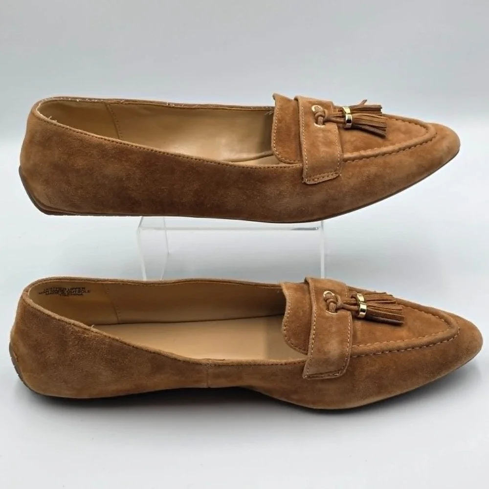 Talbots Francesca Tassel Flats Nutmeg Suede Pointed Loafers Women's Size 10M